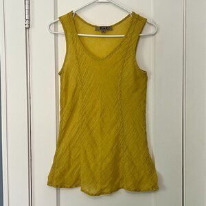 Flax 100% linen canary yellow tank size small lagenlook minimalist colorful